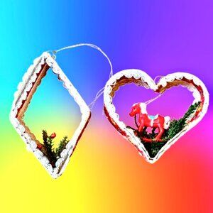 Vintage Cookie Cutter Christmas Ornament Handmade Heart Hobby Horse Flowers